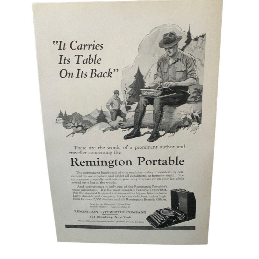 Vintage 1922 Remington Portable Typewriter Ad Advertisement